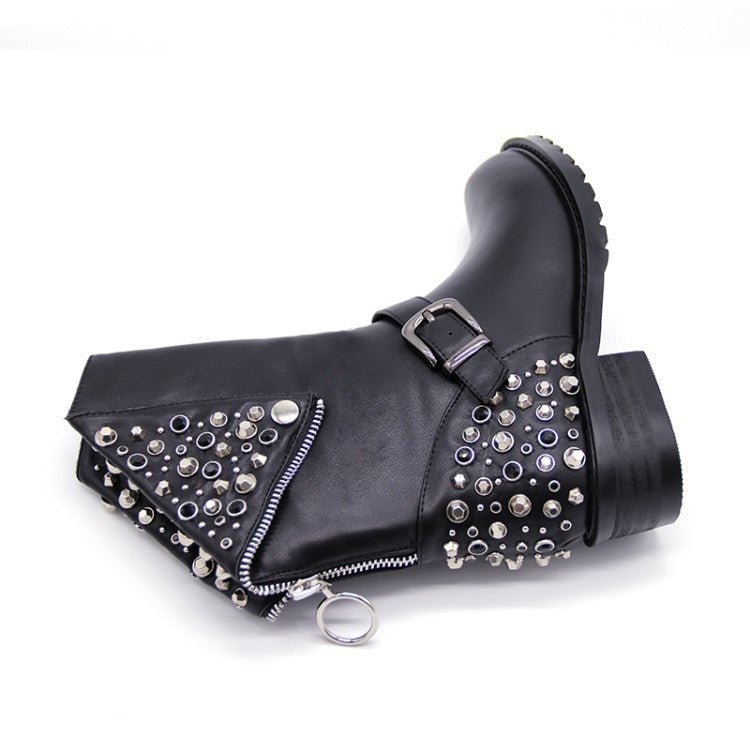 Airi - women's leather rivet punk boots