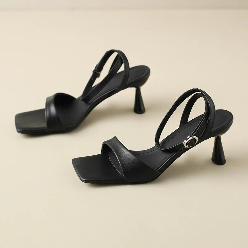 Calliope  - Leather Ankle Strap Heels