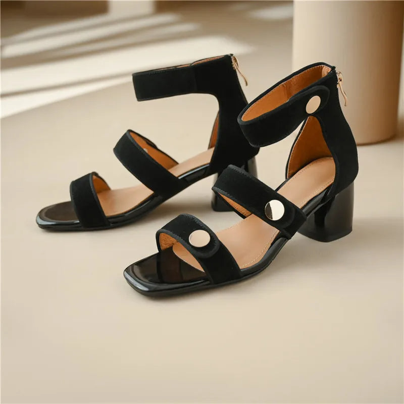 Abigail - Suede Block Heel Sandals