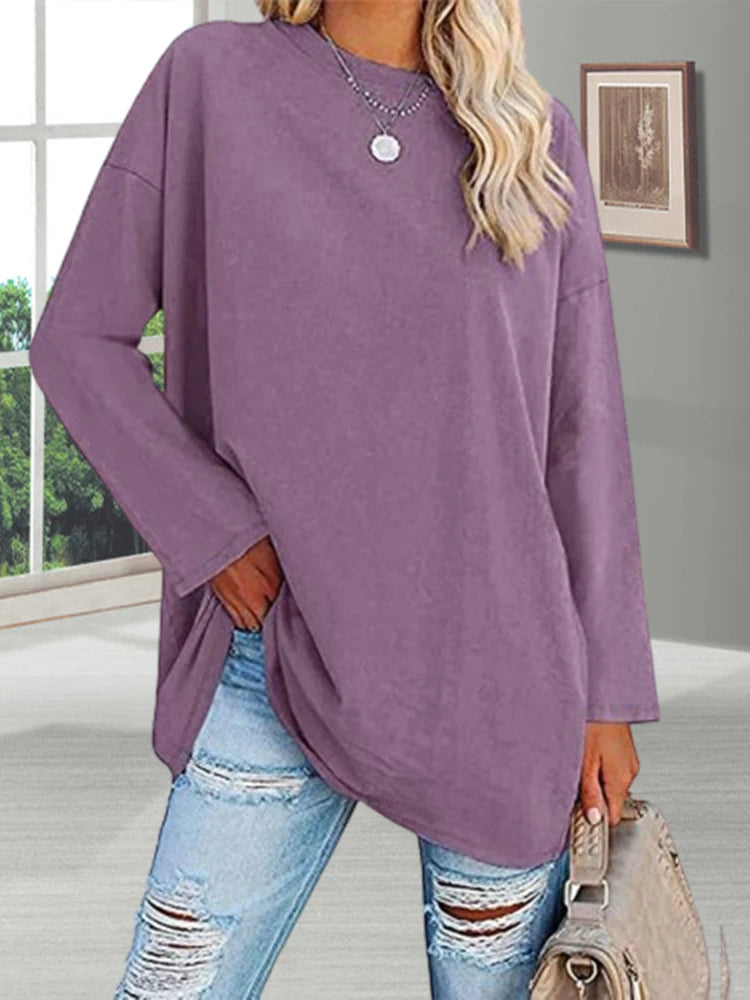 Galatea - Casual Solid Color Pullover for Women