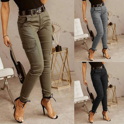 Anna – Low-Waisted Solid Color Trousers with Buttons