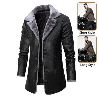 Vincent – Plush Lapel Vegan Leather Jacket with Warm Fleece