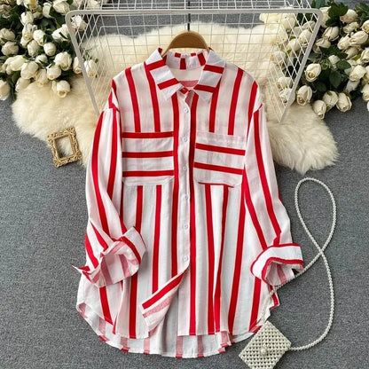 Orielle - Trendy Striped Long-Sleeve Blouse for Women