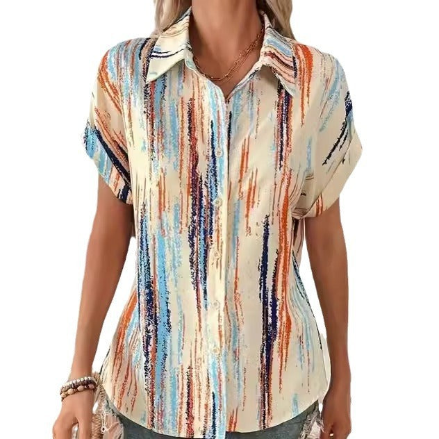 Michael – Striped Print Short Sleeved Shirt