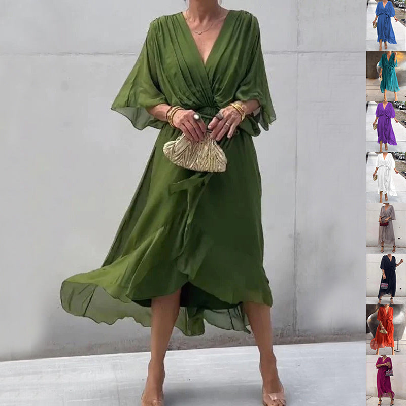 Joan – Batwing Sleeve V-neck Dress