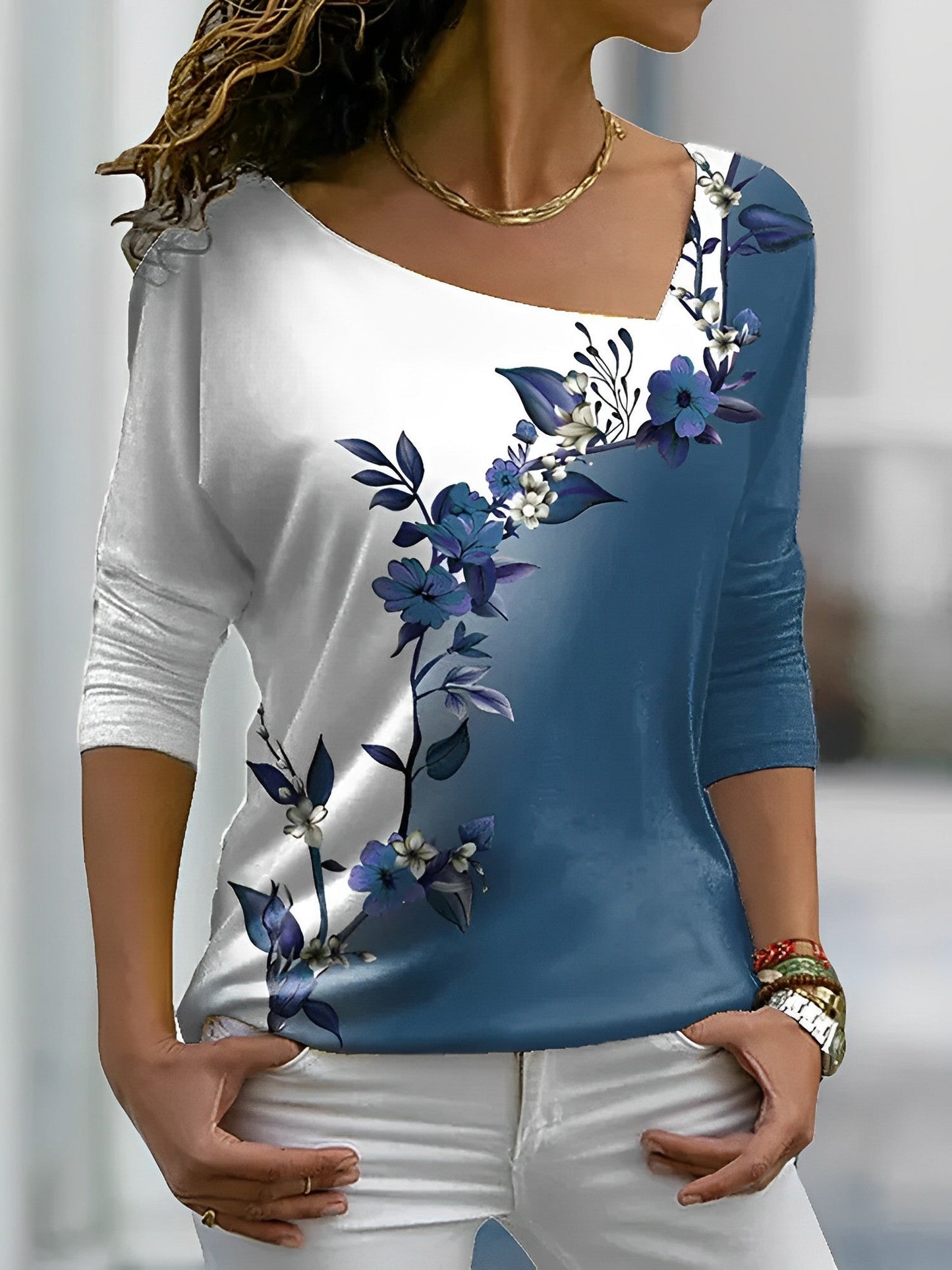 Evangeline - Floral Color Block T-Shirt