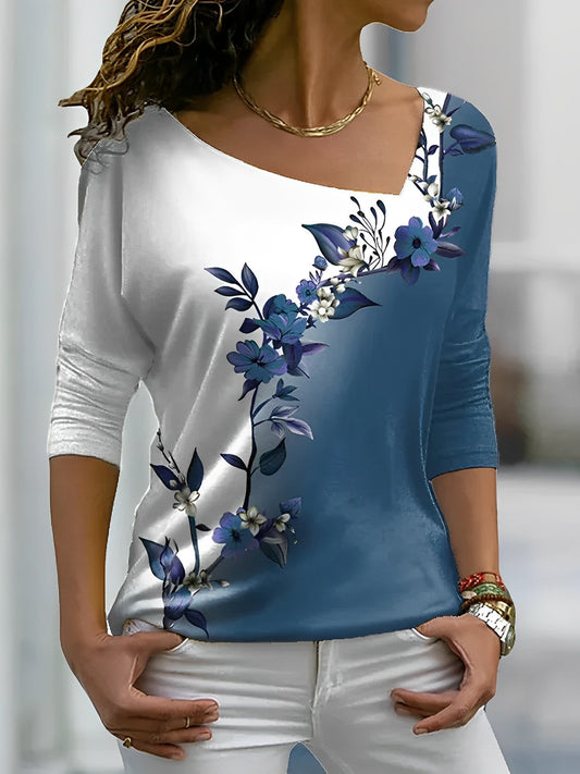 Evangeline - Floral Color Block T-Shirt