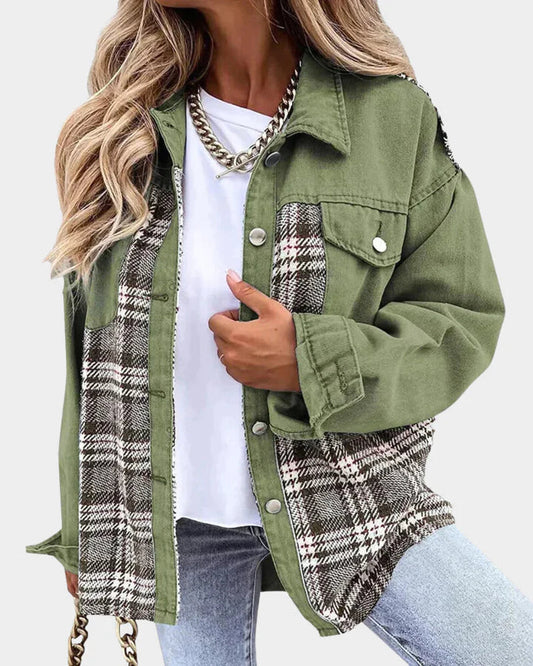 Naomi - Women's Plaid Denim Jacket