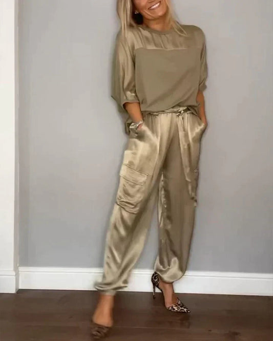 Allegra - Satin Top and Pants Set