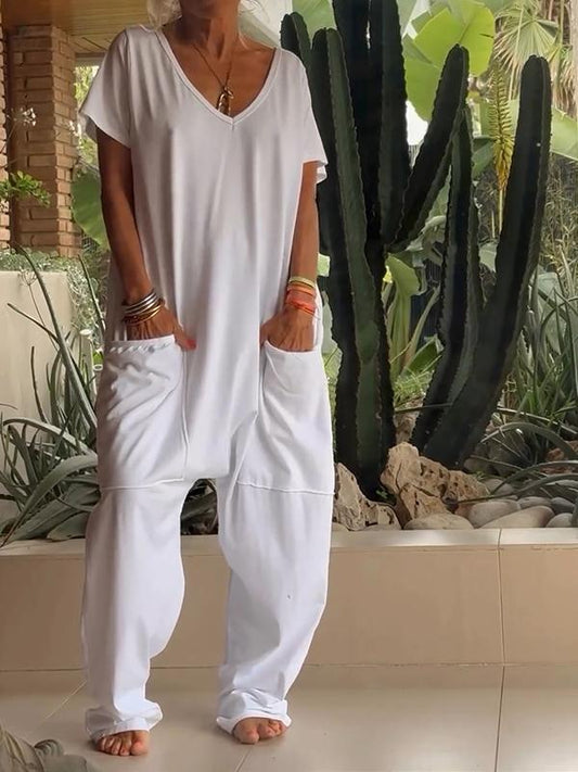 Siv-Casual V-neck Jumpsuit