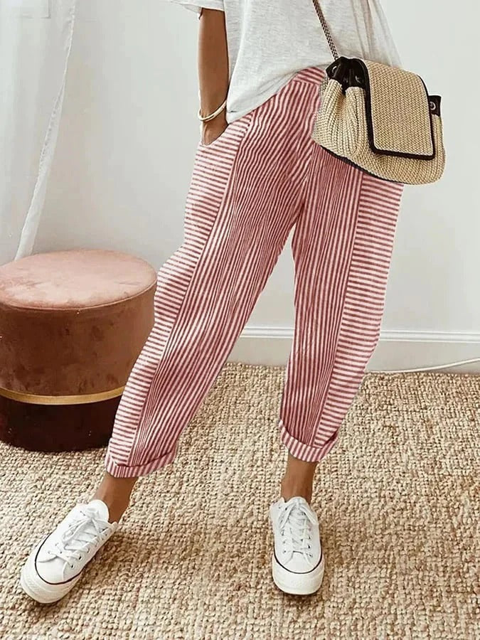 Victoria - Striped Cotton Pants