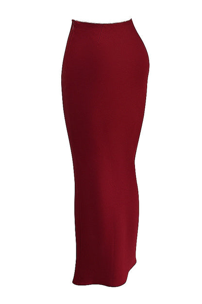 Aurora - Ruby Red Corset and Satin Maxi Skirt Set