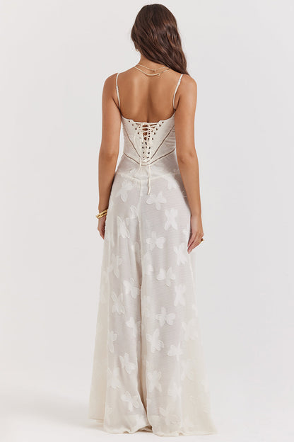 Adira - Maxi Dress with Floral Lace Back